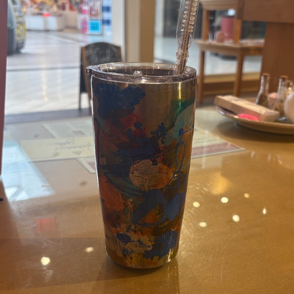 Colorful Abstract Tumbler with Straw